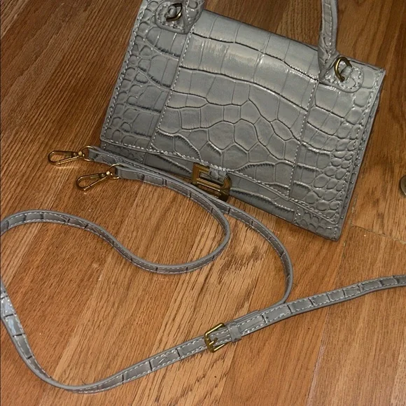 Gray Crocodile Embossed Handbag - Picture 7 of 7